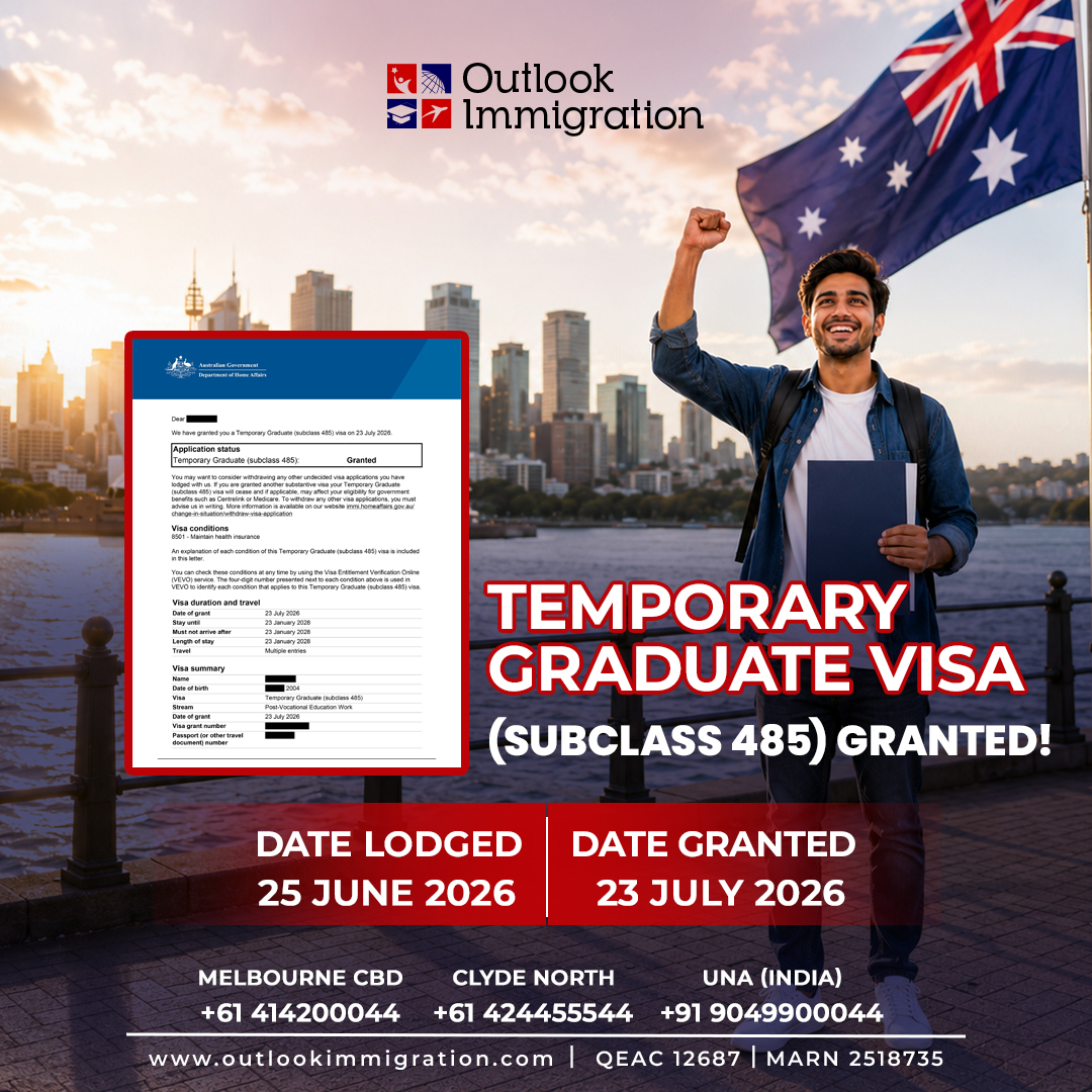 OutlookImmi's tweet photo. ✅ Temporary Graduate Visa (Subclass 485) Granted

#Subclass485 #TemporaryGraduateVisa #485VisaGranted #GraduateVisa #StudentSuccess #InternationalStudents #StudyInAustralia #WorkInAustralia #PostStudyWorkVisa #AustraliaImmigration #MigrationAgentAustralia #VisaSuccess https://t.co/6i0Fksnfcn