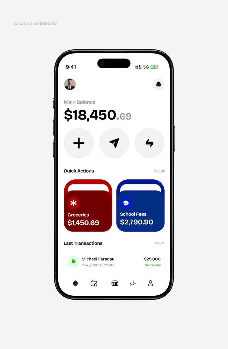 mikealebiosu's tweet photo. here are some fintech home screens from my previous work.

building a startup or planning your next product? i’m available to help design intuitive, high-quality experiences that bring your ideas to life.

good morning and happy tuesday. https://t.co/c5oFaJNmYE