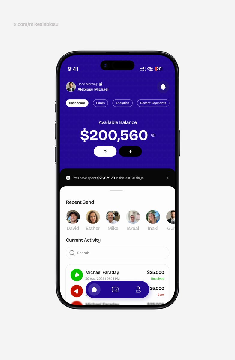mikealebiosu's tweet photo. here are some fintech home screens from my previous work.

building a startup or planning your next product? i’m available to help design intuitive, high-quality experiences that bring your ideas to life.

good morning and happy tuesday. https://t.co/c5oFaJNmYE