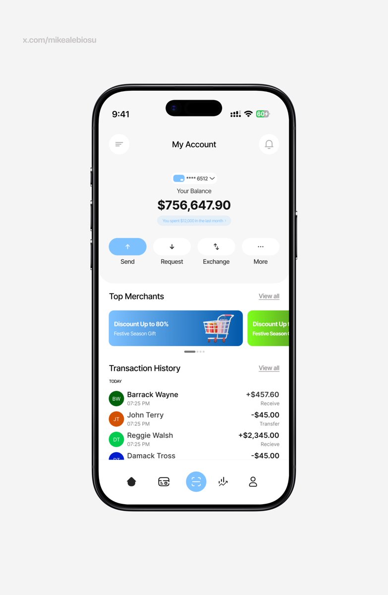 mikealebiosu's tweet photo. here are some fintech home screens from my previous work.

building a startup or planning your next product? i’m available to help design intuitive, high-quality experiences that bring your ideas to life.

good morning and happy tuesday. https://t.co/c5oFaJNmYE