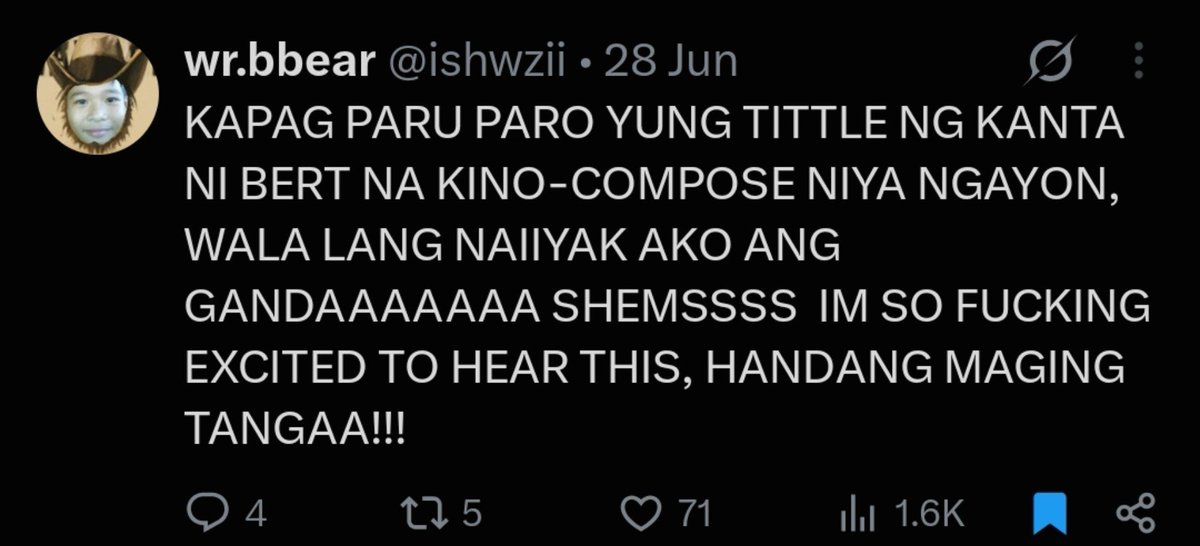 ishwzii's tweet photo. okay sakalin niyo ko, this is my raw reaction nung nalaman ko na paru-paro yung title potangina wilbea ko hahahahhahahahahhahahaha https://t.co/qH0rp61rJM