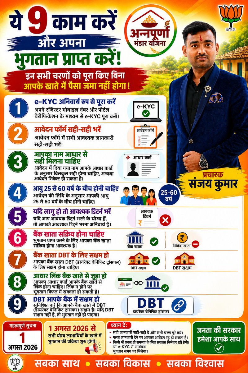 YoutuberSanjay's tweet photo. Annapurna Bhandar Yojana 2026 | Payment पाने के लिए ये 9 काम ज़रूर करें  #AnnapurnaYojana
#AnnapurnaBhandarYojana
#WestBengal
#PaymentUpdate
#DBT
#eKYC
#AadhaarLink
#BankAccount
#GovernmentScheme
#BJP
#SanjayKumar
#ViralVideo
#BreakingNews
#Trending
#FacebookReels https://t.co/D1bbdRa9pV