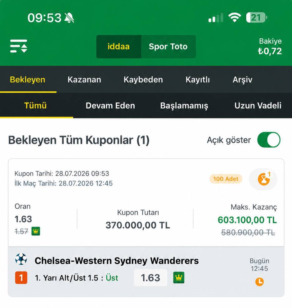 nazzz034's tweet photo. Dün eminevim peşinatı için oynayıp kazandığım miktarın hepsini buna bastım . Nasibimde varsa direk gider arabayı alırım . Yoksada bu senede araba hayallerim suya düşer. Sizce gelirmi bu ? https://t.co/uX3RUUAC3x