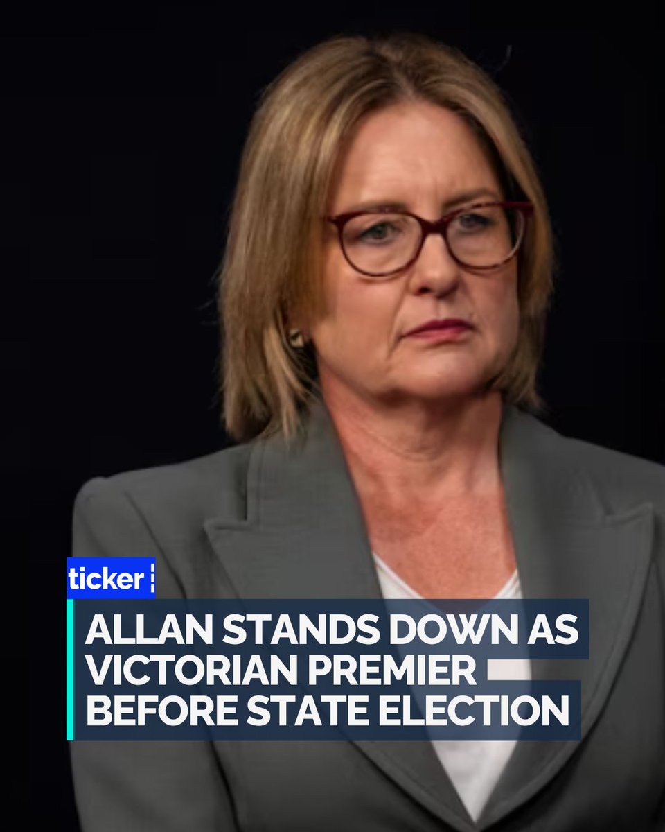 tickercotweets's tweet photo. Jacinta Allan has stepped down as Victorian Premier following a leadership challenge that proved impossible to overcome. 

Deputy Premier Ben Carroll is expected to succeed her just four months before Victorians head to the polls. https://t.co/zgWRkfsygY
