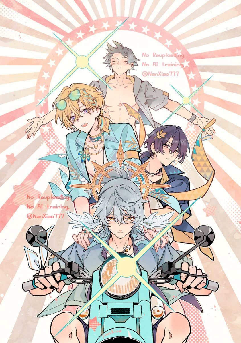 NanXiao7777's tweet photo. Summer Outing. #HonkaiStarRail
#SundayHSR #Aventurine #DrRatio #Caelus https://t.co/i6ZknjfAvA