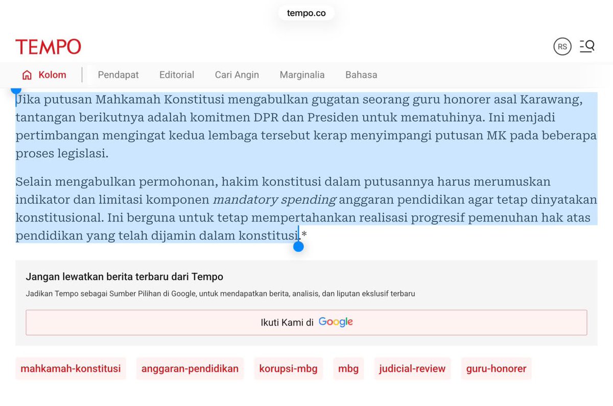 penduduk_lokal_'s tweet photo. Kuasa hukum kami sekaligus, Kepala Bidang Advokasi LBH Jakarta Alif Fauzi Nurwidiastomo.

Dalam tulisannya di Tempo. Intinya jika gugatan ini dikabulkan, tantangan ada di Pihak Pemerintah khususnya Presiden & DPR untuk mematuhinya atau tidak.

Mengingat kedua lembaga itu kerap menyimpang dari putusan MK.