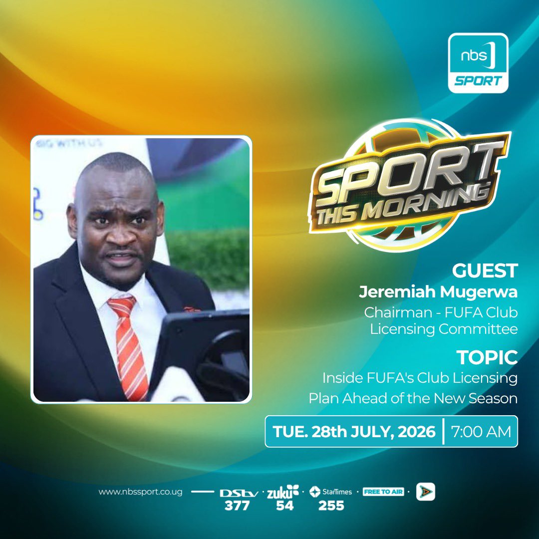 NBSportUg's tweet photo. Club Licensing Committee Chairman Jeremiah Mugerwa will take us through the entire club licensing process ahead of the 2026/27 season.

Watch #NBSportThisMorning on @afromobileug: https://t.co/qk7OHYBhWB

#NBSportUpdates https://t.co/qx0dlBaWfX