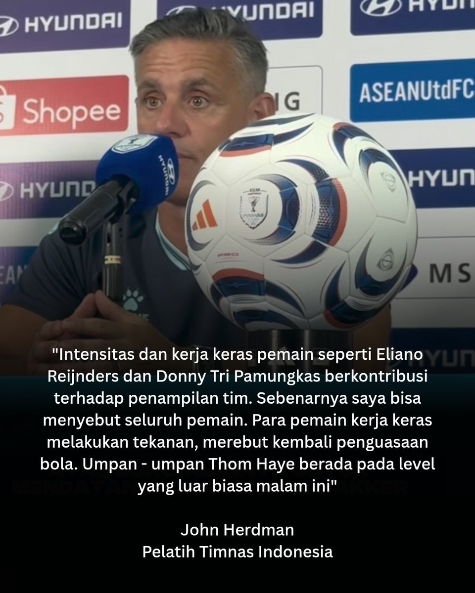 indosupporter's tweet photo. "Umpan - umpan Thom Haye berada pada level yang luar biasa malam ini"

- Coach John Herdman, konfrensi pers setelah pertandingan.

📷bolaskor
📰aseanutd https://t.co/P7Ky0qw9E9