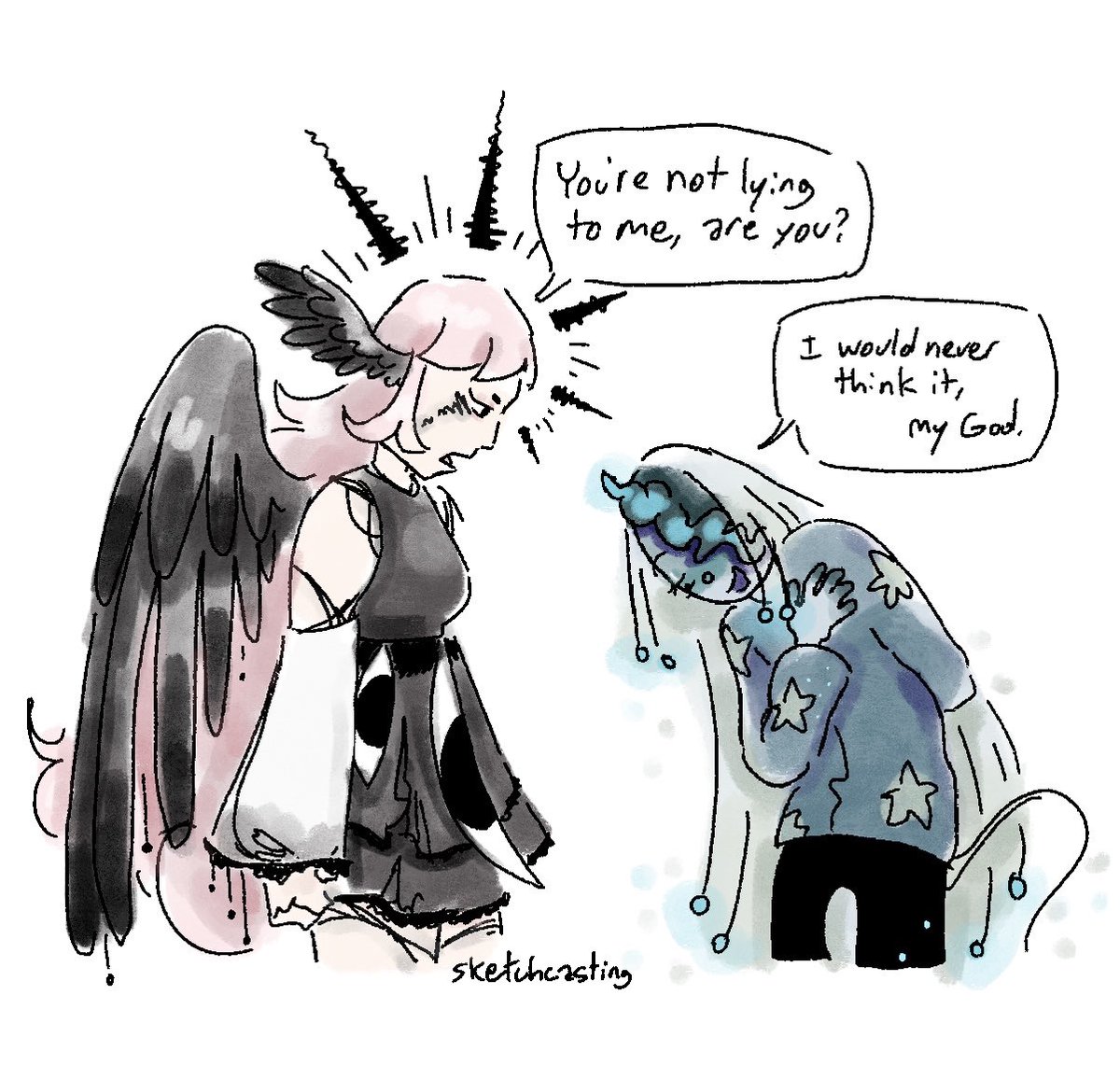 sketchcasting22's tweet photo. Full image of Wizard Bobby’s Sculk transformation with additional doodles of God Claudy and her ^^ Worlds worst pink and blue duo. I am so excited to see what may happen in the future !!
#qsmplive #mcyt #oc #wizard #qsmp https://t.co/qKA5yZ19Mi