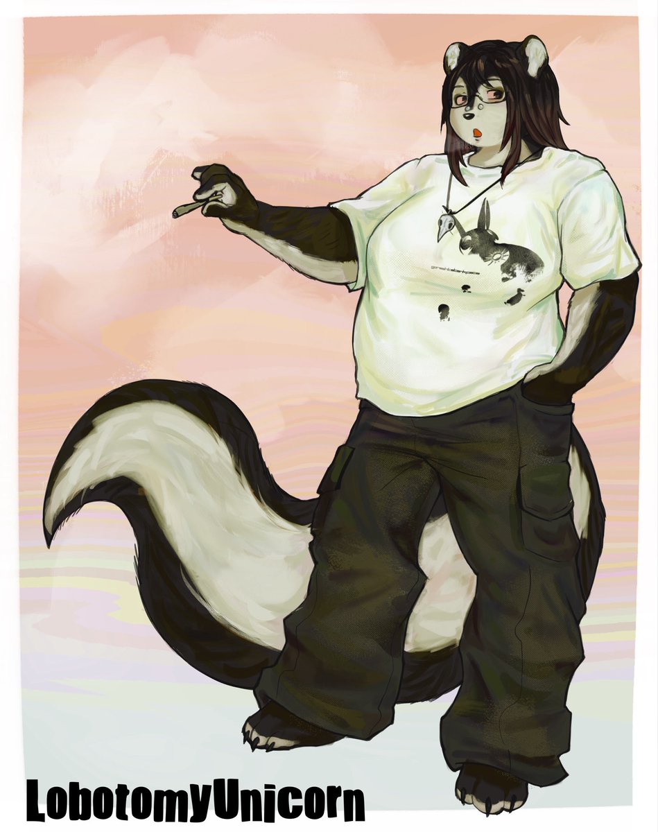 lobotomyunicorn's tweet photo. interesting skunk type character 🦨   

this character was a joy to draw!!! 

#artfight #artfight2026 #furry #furryartㅤㅤㅤ https://t.co/lt1YBNHMPs