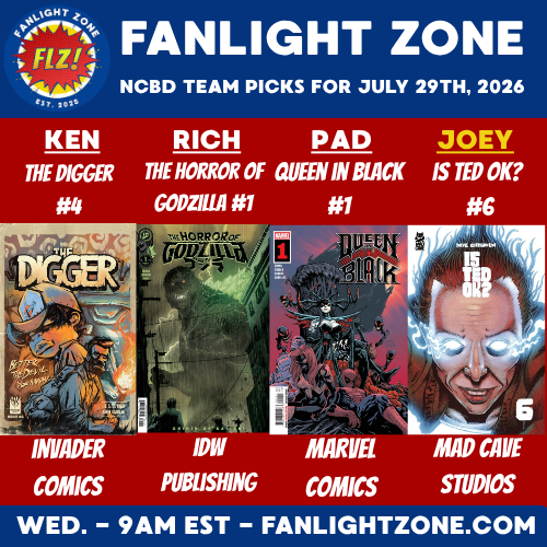 fanlightzone's tweet photo. Set the alarms now! These are the lead reviews dropping at 9am EST on @Fanlightzone website &amp; 9:15 YouTube! Don't miss them! #marvel  #comics @InvaderComics  @IDWPublishing  @MarvelComicsHQ  @MadCaveStudios   @ImageComics  @ignitionpress https://t.co/Xo4EMtHghA