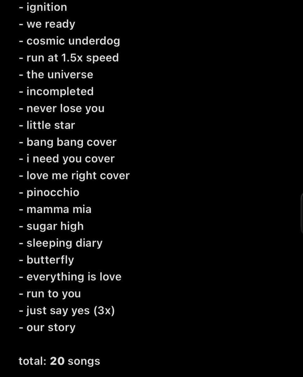 tatteuthae's tweet photo. ahof’s (updated) set list (from my memory)

it’s kind of crazy that this is literally almost their entire discography (track #4 you’re the reason excluded) https://t.co/jyasAE8Z24