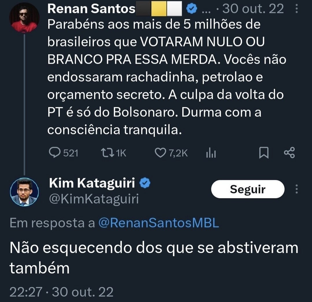 msantanadf's tweet photo. @GIROTTO @LEME12 E olha que 2022 a situação era bem pior em relação ao Bolsonaro, com todo o sistema jogando contra, inclusive os juízes da partida. E mesmo assim, Lula ganhou com um pouco mais de 1 milhão de votos, diferença mínima, mesmo com todo sistema a favor inclusive, os isentões do MBL https://t.co/i2xaQDTcb3