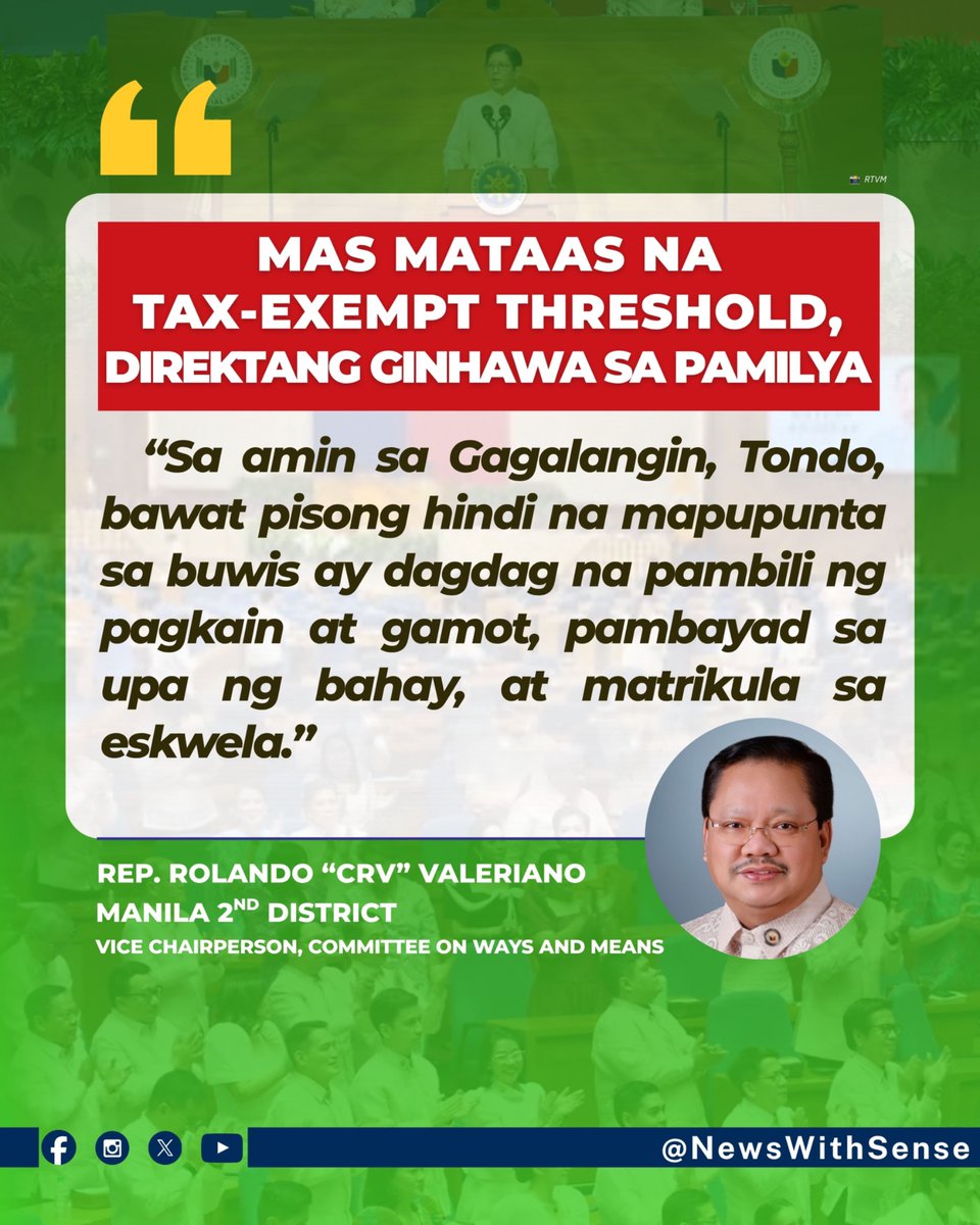 NewsWithSense's tweet photo. 𝐏𝐁𝐁𝐌 𝐓𝐀𝐗 𝐑𝐄𝐋𝐈𝐄𝐅 𝐏𝐔𝐒𝐇 𝐂𝐀𝐍 𝐂𝐎𝐔𝐍𝐓 𝐎𝐍 𝐌𝐘 𝐕𝐎𝐓𝐄

𝐁𝐘 𝐑𝐄𝐏. 𝐑𝐎𝐋𝐀𝐍𝐃𝐎 “𝐂𝐑𝐕” 𝐕𝐀𝐋𝐄𝐑𝐈𝐀𝐍𝐎 | 𝐌𝐚𝐧𝐢𝐥𝐚 𝟐𝐧𝐝 𝐃𝐢𝐬𝐭𝐫𝐢𝐜𝐭

https://t.co/IlXl5MrnP0? https://t.co/8vMh2ME6G3