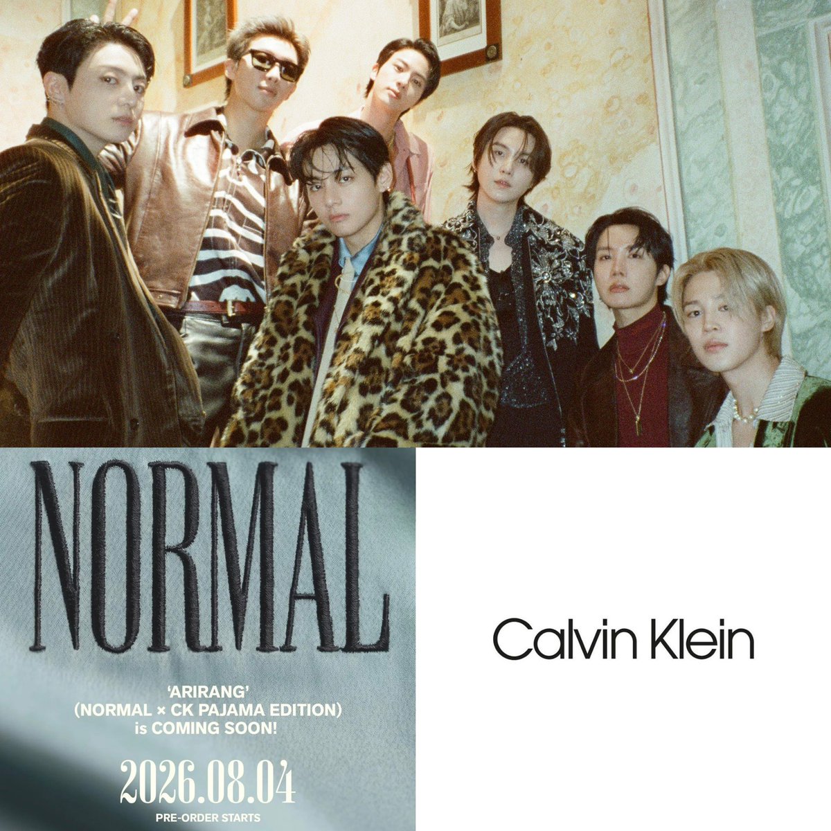 btschartsxdaily's tweet photo. 🚨#BTS × Calvin Klein teases an upcoming Pajama Edition collaboration, inspired by “NORMAL.”

📅 Pre-orders begin: August 4, 2026.

#BTSxCalvinKlein #BTS_NORMAL https://t.co/pnOGa3za6t