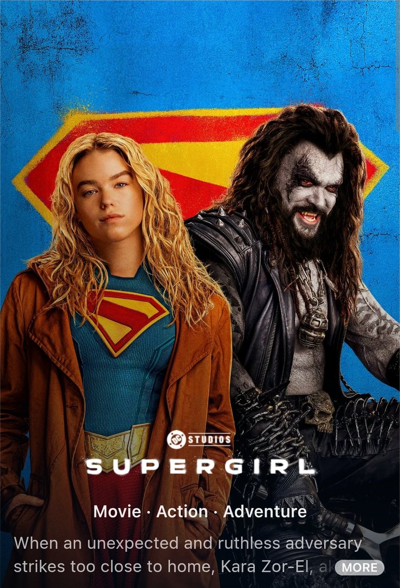 Speaks_Div's tweet photo. #Supergirl is out now on Streaming (PVoD).
No IMAX aspect ratio.
As usual, India release is pending.
#StreamingTechSpecs
Video: 4K @ ~23 mbps • Dolby Vision P5 • Scope ratio
Audio: Dolby Atmos(Lossy) @ 768 kbps
Runtime: 1H 48M https://t.co/jst3pGh9LF