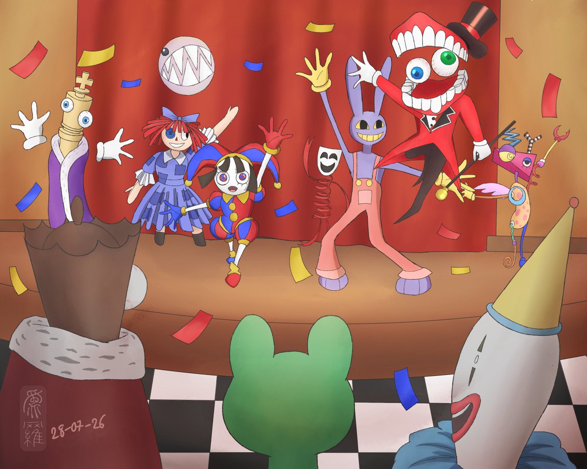KunWirra's tweet photo. Finally done cookin' this one month and a few weeks later after the amazin' ride in the Digital Circus

Thank you so much Glitch and Gooseworx for the most jawdropping, heartstopping and MINDBLOWING show we've enjoyed!

#tadcfanarts #TADCㅤ https://t.co/qT6JSwKhno