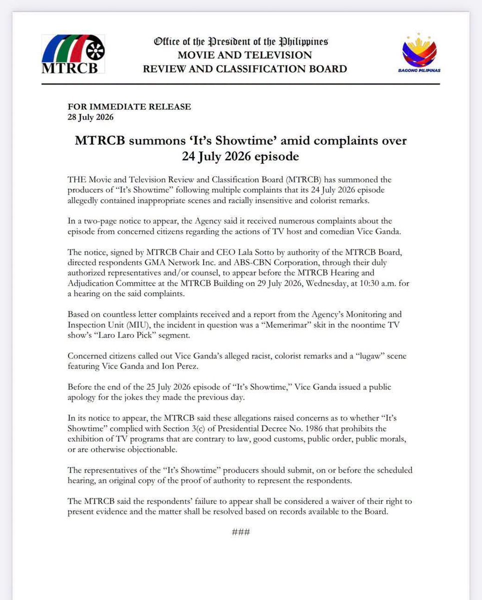 lilyganados's tweet photo. Ayun na nga. Na MTRCB na naman. https://t.co/IK93gcbdtj