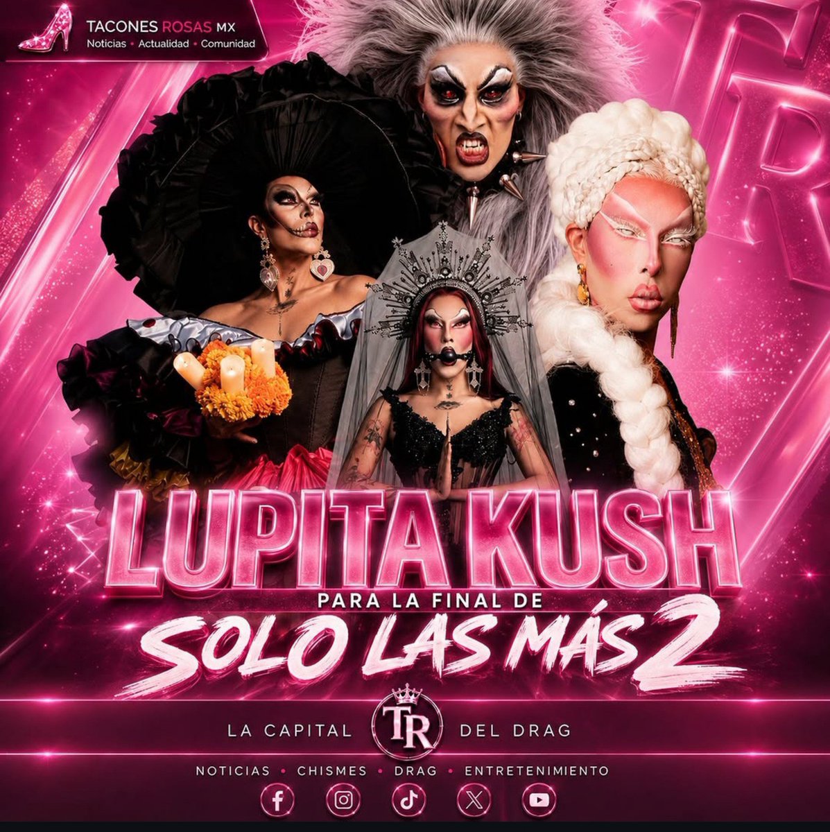 LaMasSpoilera's tweet photo. POR LUPITA KUSH! 🚨

¡La fandom drag tiene una misión! 👠🔥
Si tú también crees que Lupita Kush merece estar en la gran final de Solo Las Más 2, este es el momento de demostrarlo. No basta con comentarlo entre nosotros... hagámoslo tendencia.
💥 ETIQUETA a Bruno y Carlo y a La Más Draga en los comentarios.
💥 COMPARTE esta publicación en todas tus redes.
💥 MENCIONA a tus amistades para que se sumen.
💥 LLENEMOS las redes con el nombre de #LupitaKush.
Porque Lupita Kush es una artista drag que ha dejado huella en la escena y que, para miles de fans, merece un lugar en la final.
🔥 Hagamos tanto ruido que sea imposible ignorar el apoyo del público.
¿Estamos listos para demostrar la fuerza de la comunidad?
¡Comparte, comenta, etiqueta y que todo el mundo grite:

 #LupitaKushalafinal ! 💖👠🔥
#lmd  #lacapitaldeldrag #sololasmas2 #LupitaKush #slm2