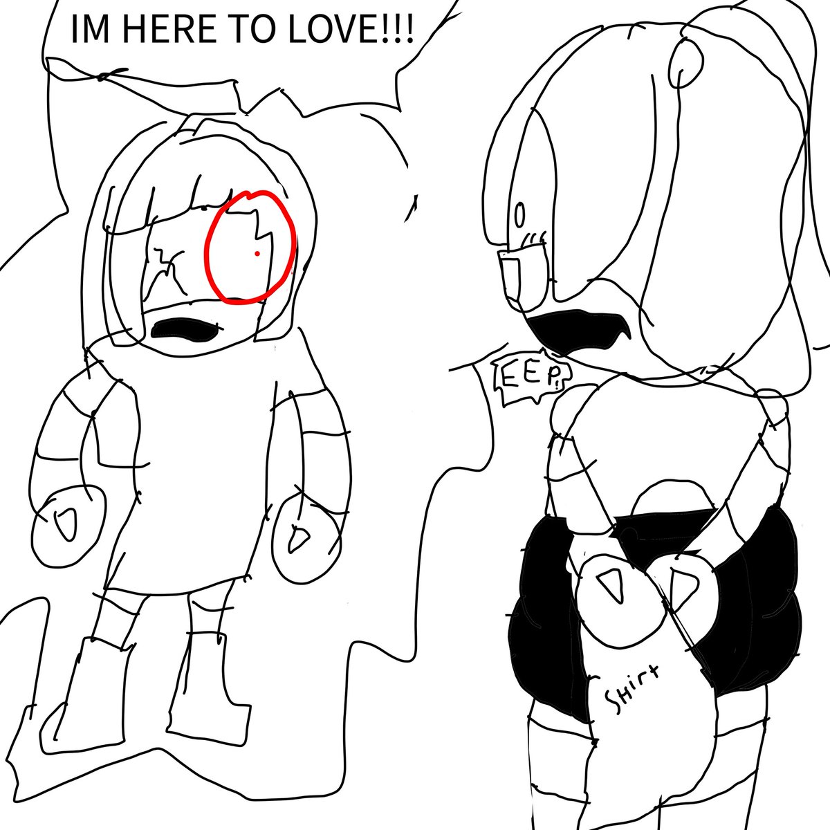 Spider_Pill's tweet photo. // dumb doll x Emily #FinalBlade doodle comic
This ship should be more popular https://t.co/EIwZpl759K