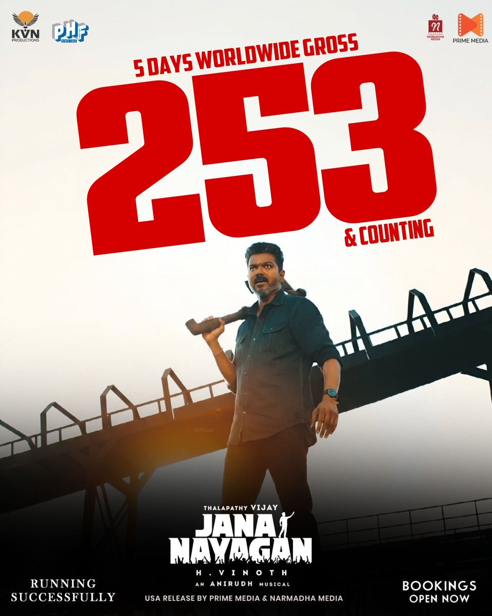 AsianBoxOffice's tweet photo. #JanaNayagan 5 Days worldwide Collection ₹253CR+ 🔥🔥🔥🔥🔥🔥

Our Honarable Tamilnadu CM @actorvijay 👑 https://t.co/UMBoKPYcin
