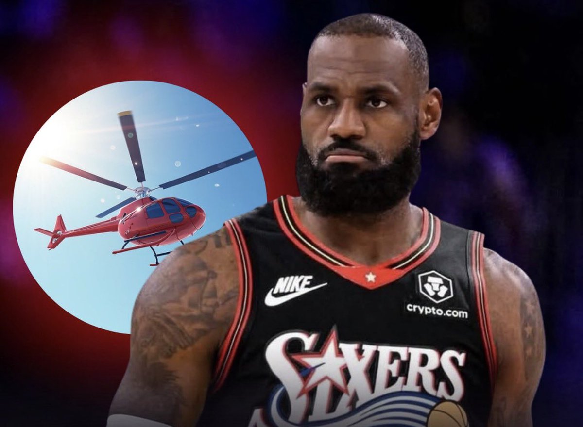 DailyLoud's tweet photo. LeBron James is reportedly considered living in New York City and commuting to Philadelphia by helicopter for games and practices after signing his recent contract with the Philadelphia 76ers. https://t.co/5tJEuCQMrU