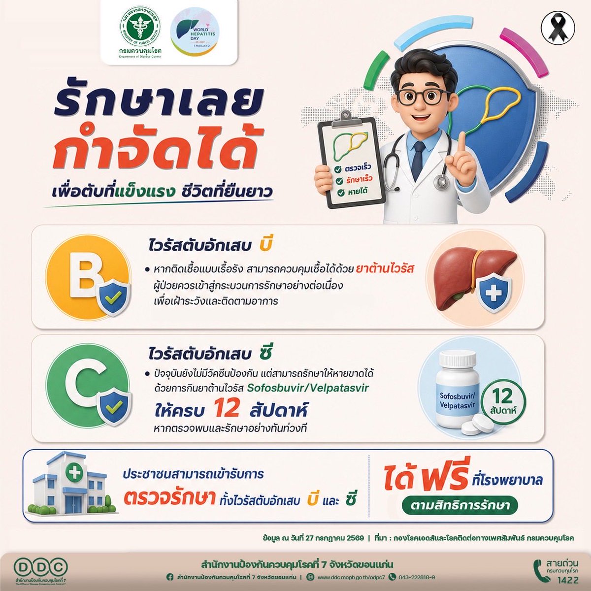 odpc7_ddc's tweet photo. 🟢 28 กรกฎาคม วันตับอักเสบโลก (World Hepatitis Day)

"Find the Missing, End Hepatitis"
ค้นหาให้พบ จบไวรัสตับอักเสบ

🩺 ตรวจเร็ว ตรวจฟรี เพื่อทราบสถานะการติดเชื้อ https://t.co/U8cfpb8S31