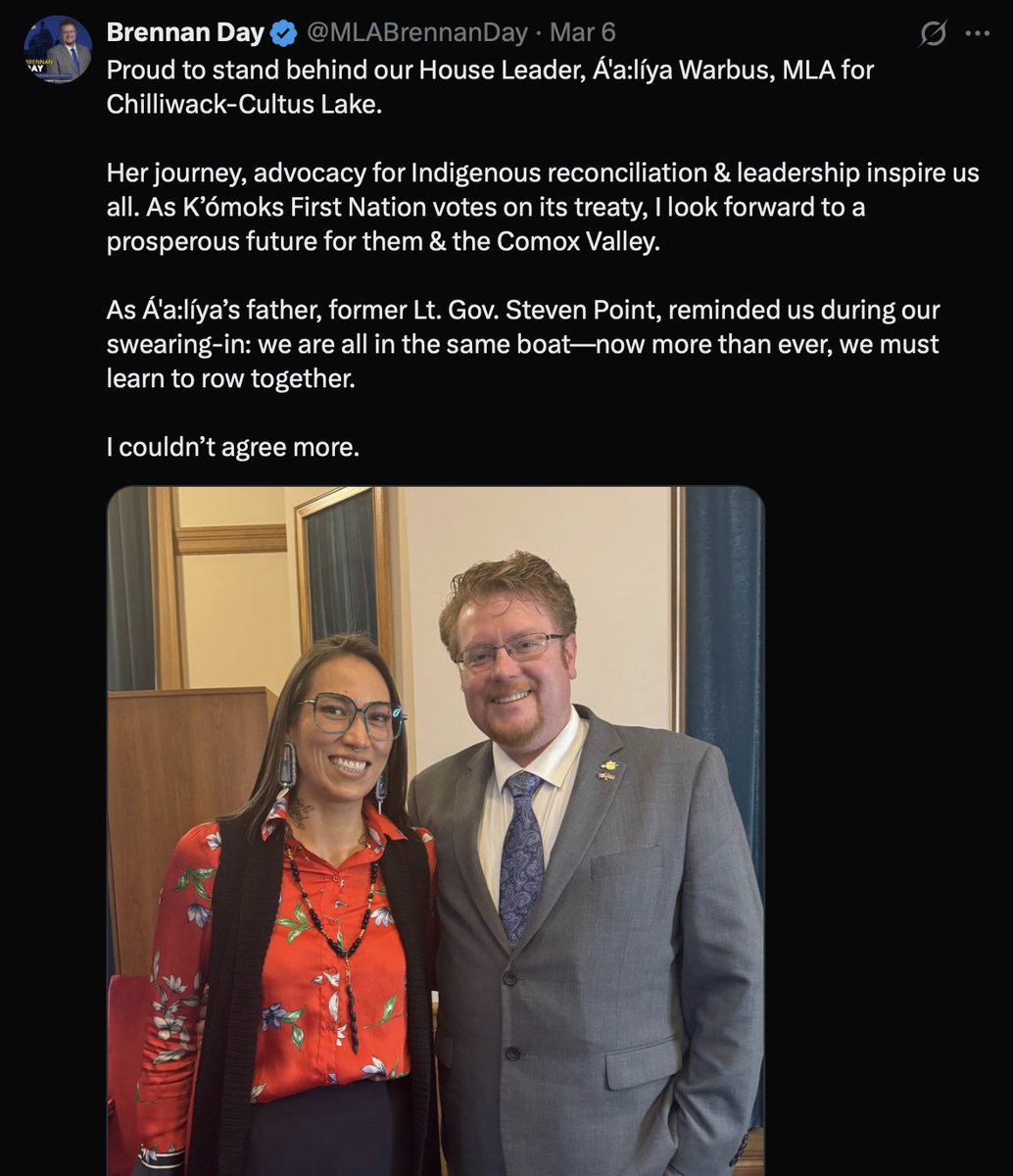P_Ratchford's tweet photo. Removing MLA Brennan Day and MLA Warbus from the Conservative caucus would be less a purge than basic quality control.

John Rustad brought these Trojan horses into the Conservative Party, and they continue pushing the reconciliation industry agenda. https://t.co/vdCTNC5trg