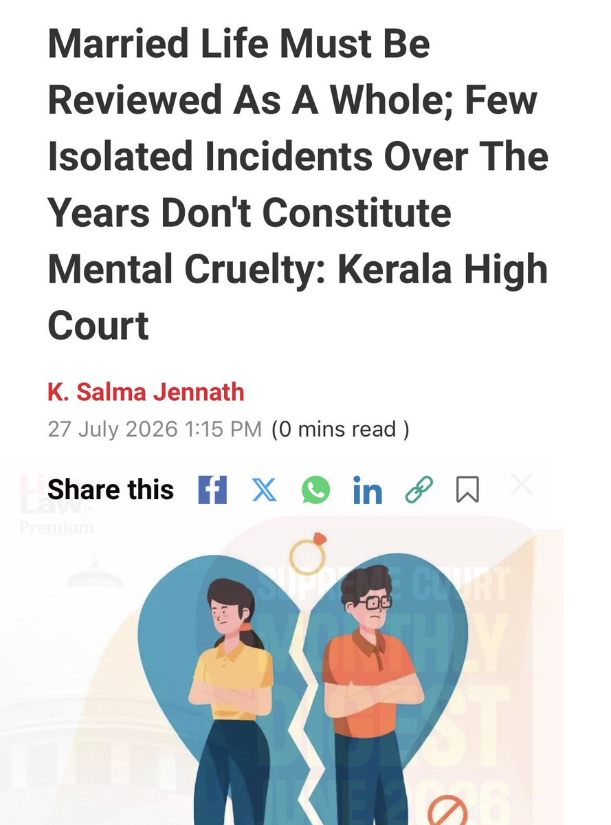 SamSiff's tweet photo. Another Useless observation.

Almost 99% criminal cases are being registered by indian police on name of cruelty by husband and his family in wife.

Almost all get closed in mutual settlement ms after paying huge amounts as alimony.
“No compensation”

When husband files a case on cruelty these courts call it a normal wear and tear.

A perfect reason to admit, why judiciary is not for citizens but only for lawyers and judges..

And Trust?  There is not like trust left in judicial system..