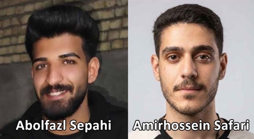 en_simayazadi's tweet photo. 🚨 Breaking: Iran Publicly Executes Two January 2026 Protesters in Isfahan

Iran's authorities publicly executed Amirhossein Safari and Abolfazl Sepahi in Isfahan today.

The judiciary said they were executed over the deaths of four police officers during the January 2026 uprising. It also alleged they possessed firearms, Molotov cocktails, axes, machetes, and knives, and accused them of attacking a police station and causing widespread damage.

The two were among 12 protesters sentenced to death in the so-called "Ali Khani Square" case. Two others, Erfan Esfandiari and Gol Mohammad Mohammadi, had already been executed.

Videos circulating online show protesters gathering in Ali Khani Square and clashing with security forces, chanting: Shame on you!
#StopExecutionsInIran