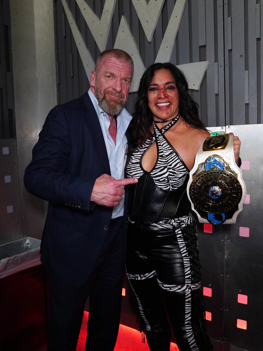 HunterLevek's tweet photo. No challenge too big, no setback too great. 
Through blood, sweat, and tears, Raquel Rodriguez is the NEW @WWE Women’s Intercontinental Champion. 

#AndNew https://t.co/05497qJ9Lh