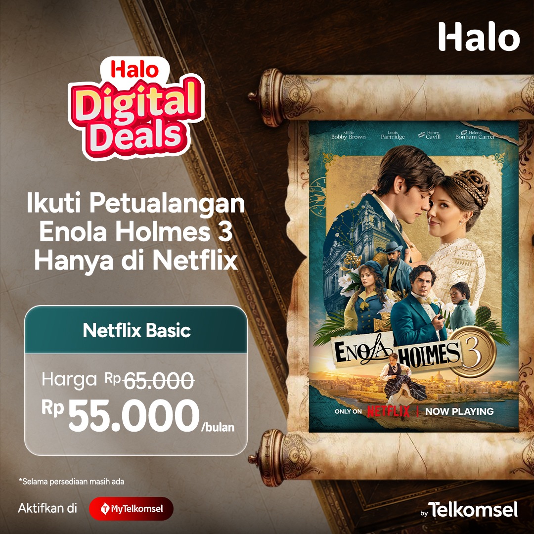 ar3klokal's tweet photo. Streaming makin hemat dengan Netflix Basic cuma Rp55.000/bulan lewat Halo Digital Deals. Aktifkan sekarang di MyTelkomsel dan nikmati film favoritmu dengan harga spesial. 🍿

📱 Rp55.000/bulan*
📍 MyTelkomsel

*Selama persediaan masih ada. https://t.co/gB7TghyBRB