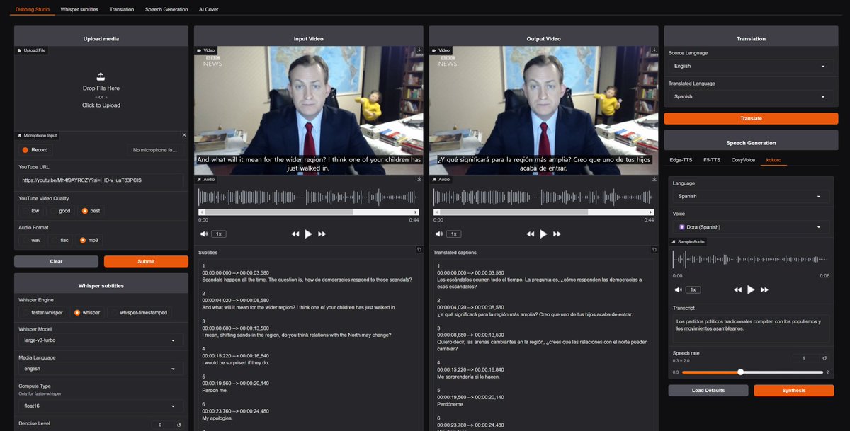 Suu766's tweet photo. 别再花钱买 AI 配音会员了！！！

GitHub 有人把它免费开源了

Voice-Pro = 一个免费的 AI 声音工作室

克隆声音、生成配音、翻译视频、自动字幕……

做自媒体、短视频、海外内容的人，真的应该收藏

传送门:

 https://t.co/QhRDTNHBT1