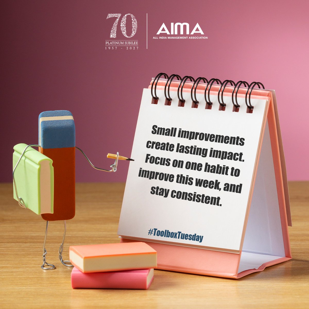 aimaindia's tweet photo. Success is rarely the result of one big breakthrough. It is built through small, consistent improvements that shape better habits over time. Pick one habit to strengthen this week and stay committed to it.

#ToolboxTuesday #LeadershipDevelopment #ContinuousLearning https://t.co/NzkuvJMHSk