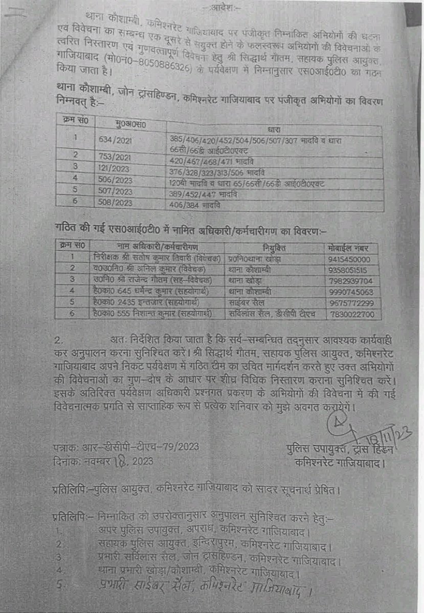 itsmk84160040's tweet photo. IPS #शुभमपटेल CyberCrime, Sextortion, #FakeRapeCase गिरोह की जड़ें SIT के जरिए खोद रहे थे। फिर 04.01.24 को उन्हें हटाकर एक अयोग्य ASP को को @DCPTHindonGZB और विवेचक #संतोषतिवारी को साइबर इंचार्ज बनाया।
​नतीजा- SIT बंद, धांधली!
.@ghaziabadpolice .@Rajeevkrishna69 @dgpup @Uppolice https://t.co/XmzxYX479D