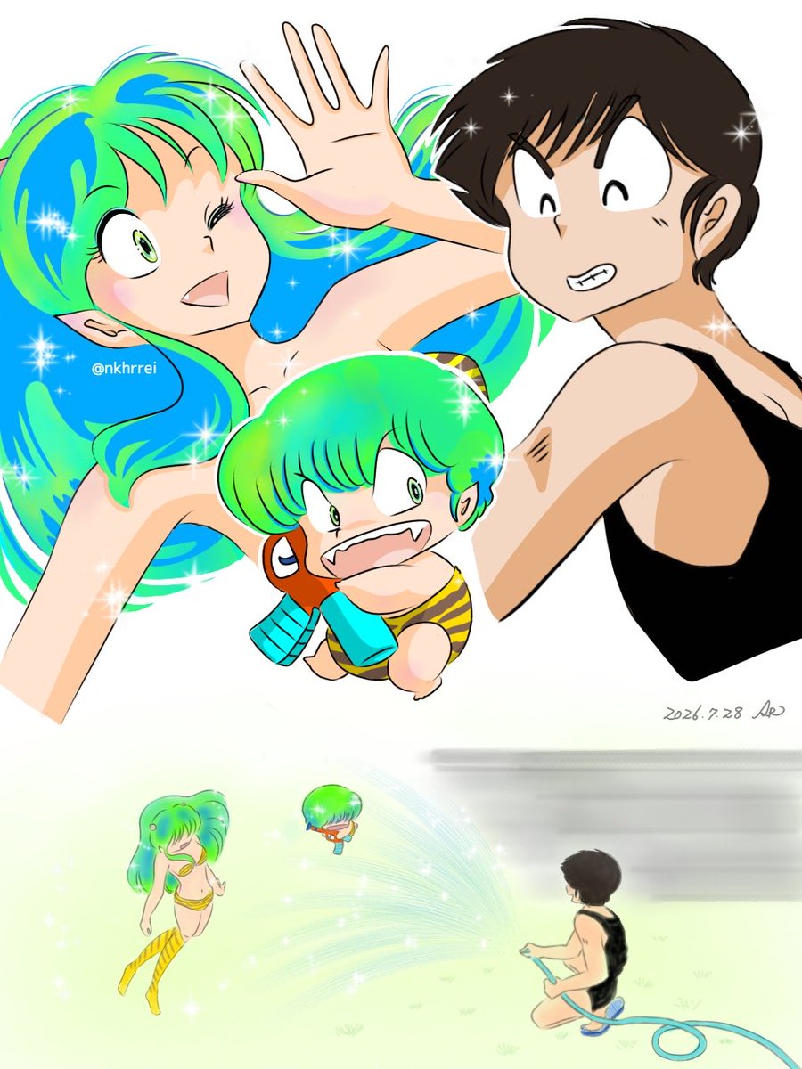 nkhrrei's tweet photo. #うる星やつら

「諸星家的cooling🚿」

連日の猛暑疲れ…💧
うちの所は今日久しぶりに雨が降って過ごしやすいです✨
この先は夏を楽しめる程度の暑さであってほしいですね😅 https://t.co/RlTzZ7pZmn