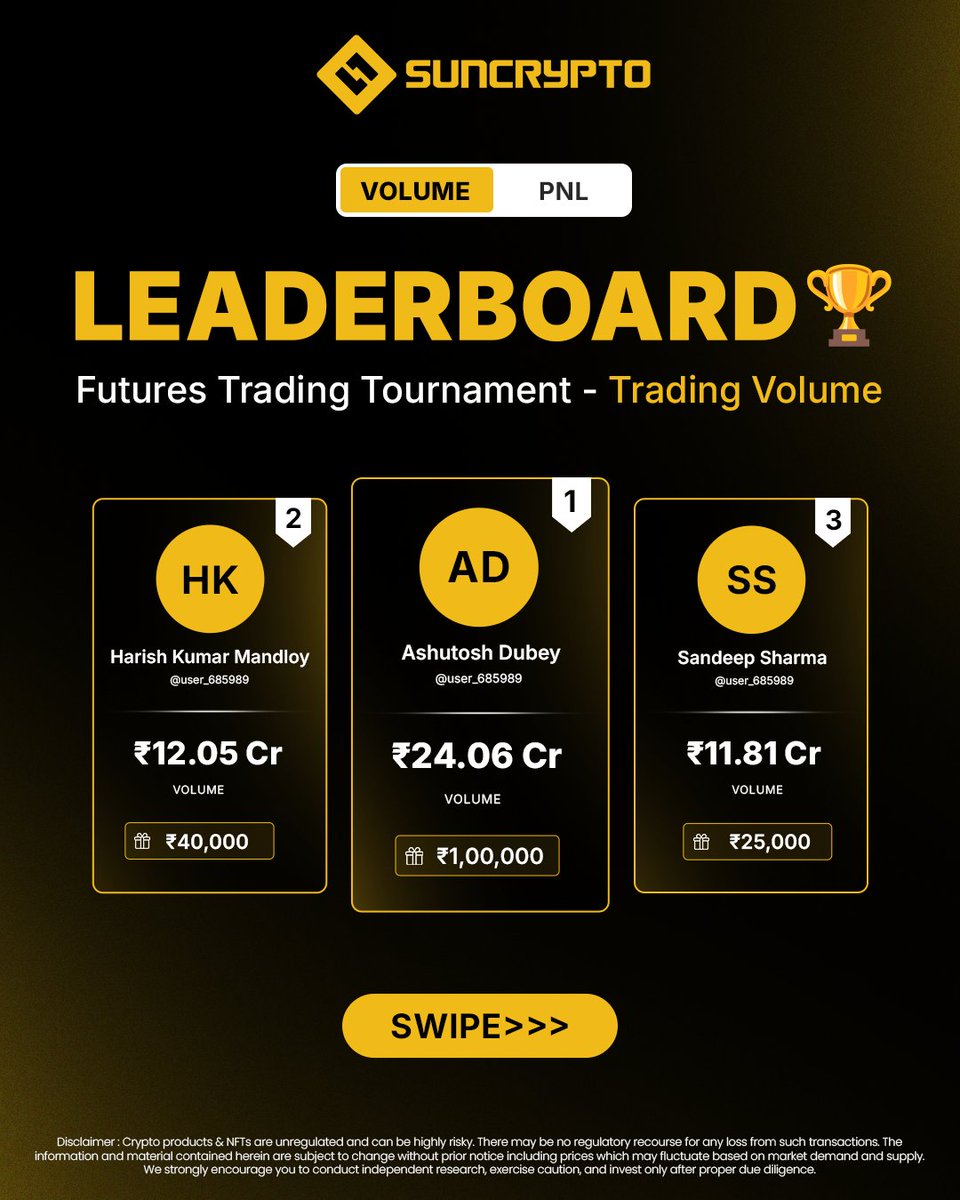 suncryptoin's tweet photo. ⌛ Just 2 days left!

The leaderboard is getting more competitive by the minute. 🔥

Every trade counts, Every position can move you closer to the top. 🚀

Keep trading. Keep climbing. Don't let the prize slip away!

🔗Leaderboard: https://t.co/CbiGmFklh8 https://t.co/PqOZhRoQjr