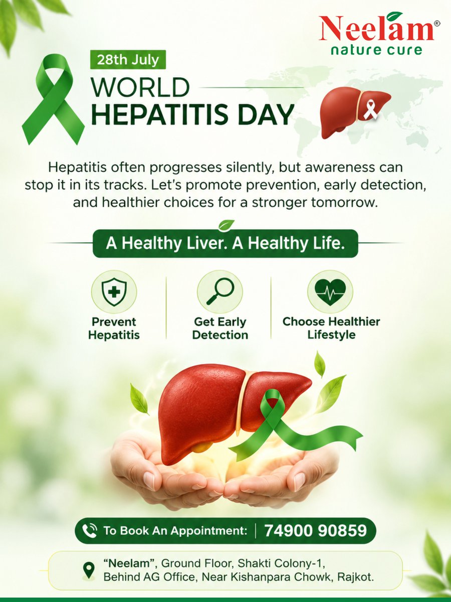 NHCHealthStudio's tweet photo. World Hepatitis Day 💚

Hepatitis often progresses silently, but awareness can stop it in its tracks. Let's promote prevention, early detection, and healthier choices for a stronger tomorrow.
 Healthy Liver. Healthy Life.
.
.
#WorldHepatitisDay #LiverHealth #HepatitisAwareness https://t.co/uTdMvemVos