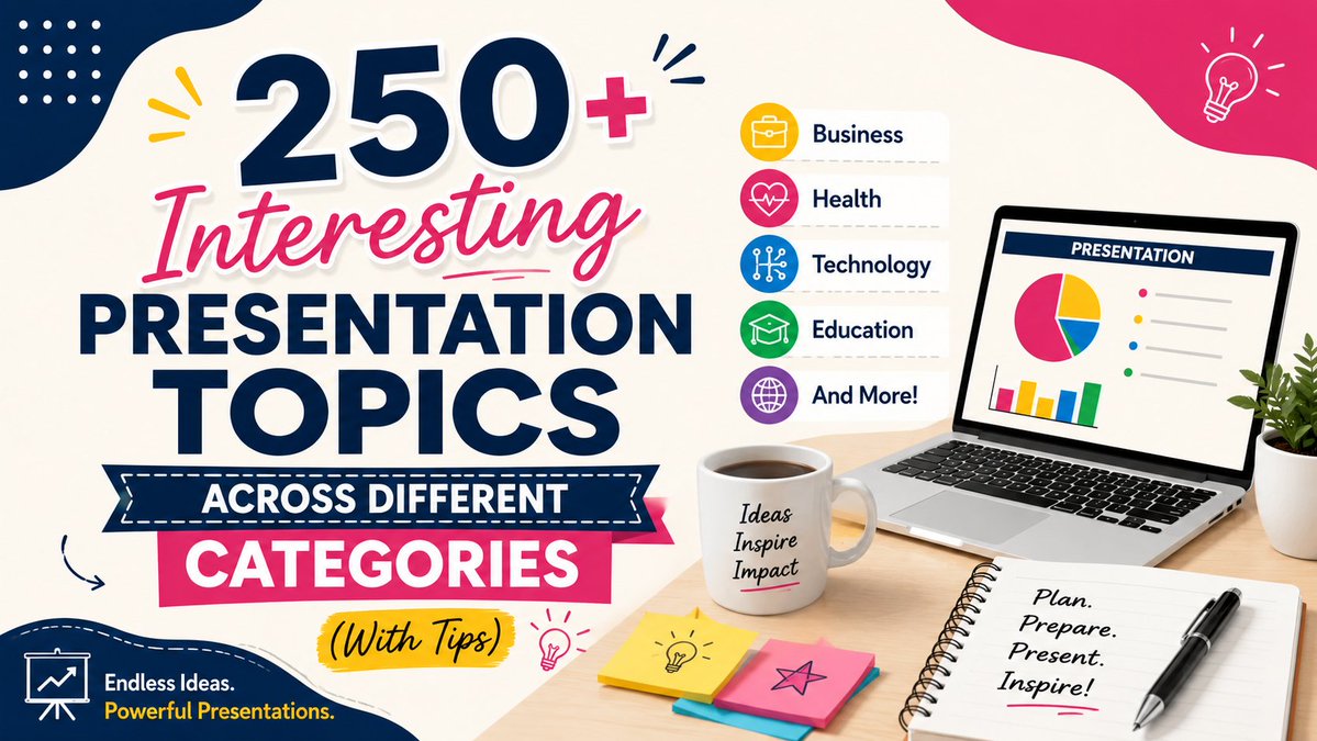 Slidestack1's tweet photo. 250+ Interesting Presentation Topics
Discover 250+ presentation ideas across different categories & get tips to create engaging, presentations.
https://t.co/9QYhwEkyD1
#Presentation #Topics #Ideas #PowerPoint #PublicSpeaking #Education #Students #Presenting #Slides #SlideStack https://t.co/1dxCgOcUzP
