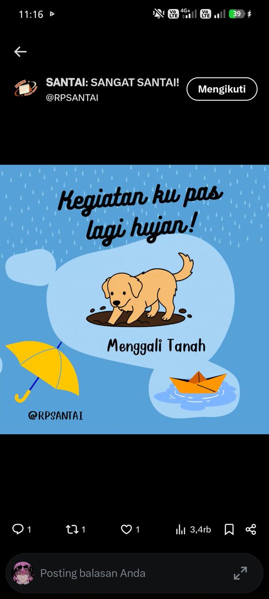 fleurnrctque's tweet photo. 🌅 : Fufu~ Kegiatan santai saja sebagai CEO sambil menunggu redanya hujan. Tak tahu juga, sih, menggali tanah untuk apa. https://t.co/rtKLrhvqNV