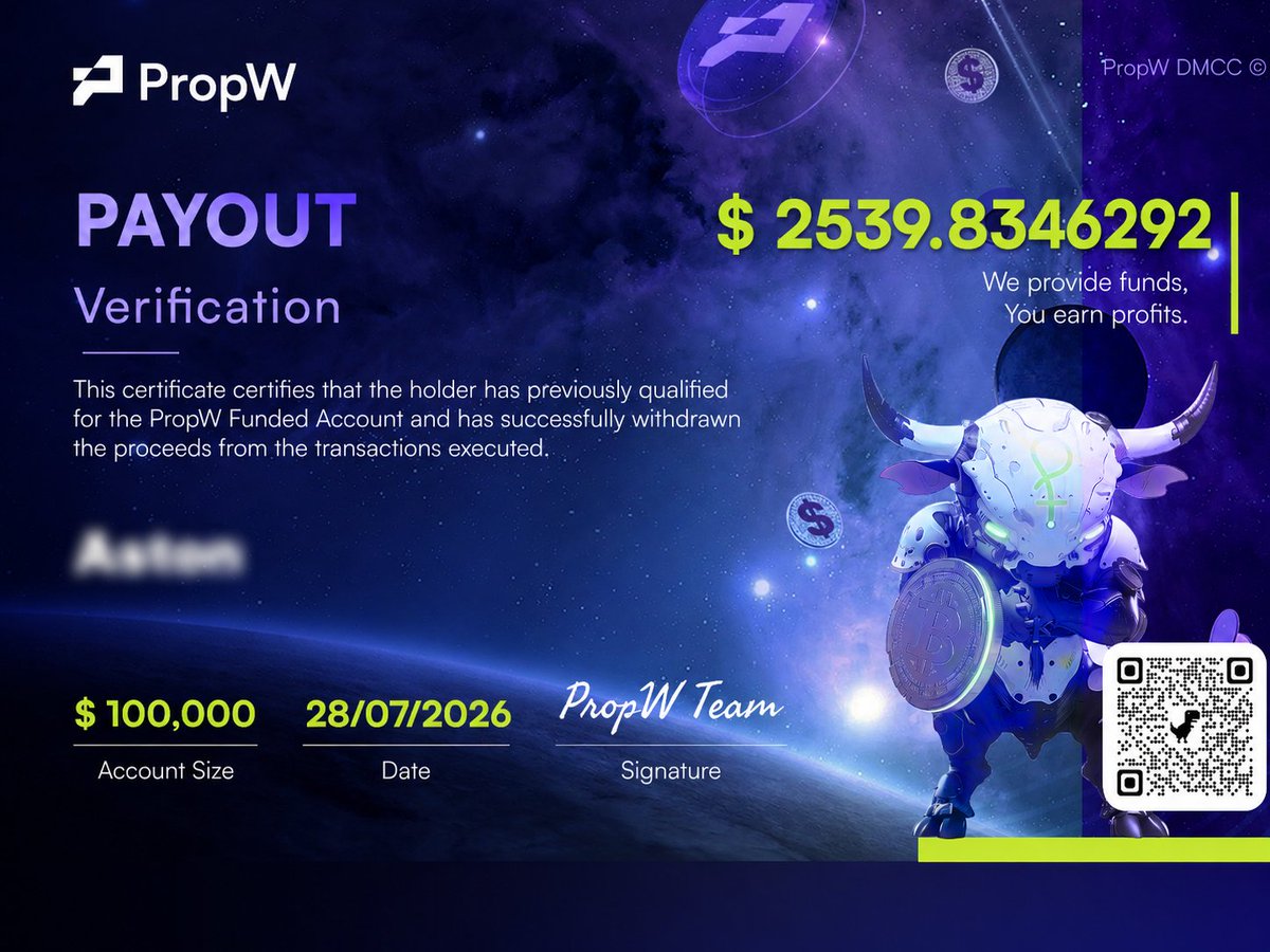 PropWGlobal's tweet photo. This is what consistency looks like. ๐ธ
Another PropW trader turned discipline into payouts
The rules are simple.
Stay disciplined. Trade smart. Get rewarded.
See you on the next payout list. ๐๐ป
#PropW #PropTrading #FundedTrader #Payout #TradingChallenge https://t.co/mifLFJhGti