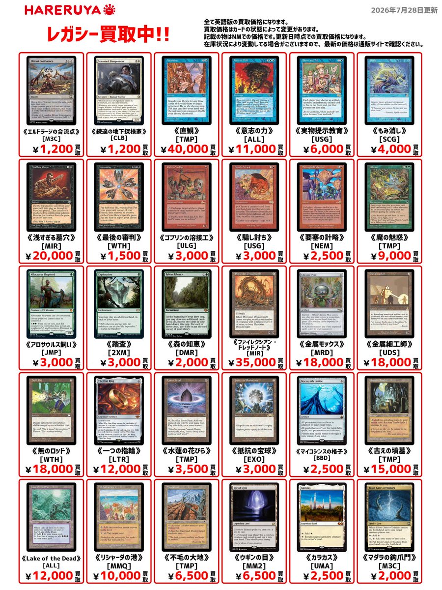 hareruya_osu's tweet photo. 【買取情報】
🔥晴れる屋の買取‼️🔥
・画像認識買取システムで1枚1枚の査定金額を提示‼️
・MTGに関するものならなんでも買取‼️
・大量持込大歓迎！スリーブ・バインダーそのままOK‼️
・専門店スタッフが丁寧に査定いたします‼️

😊晴れる屋大須店での買取もお待ちしております‼️ https://t.co/Fkpc1ZwJAd