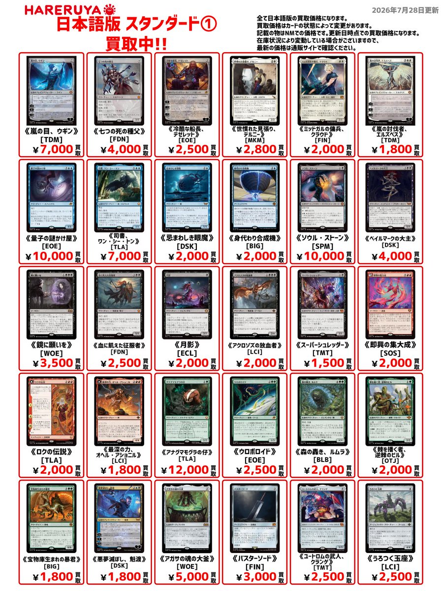 hareruya_osu's tweet photo. 【買取情報】
🔥晴れる屋の買取‼️🔥
・画像認識買取システムで1枚1枚の査定金額を提示‼️
・MTGに関するものならなんでも買取‼️
・大量持込大歓迎！スリーブ・バインダーそのままOK‼️
・専門店スタッフが丁寧に査定いたします‼️

😊晴れる屋大須店での買取もお待ちしております‼️ https://t.co/3Ar99R48kN