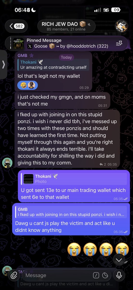 Dominikz177's tweet photo. @GMB_XBT is such trash first robs the community, then plays the victim on top of it.

Lol you literally said not long ago that you wouldn’t get involved with a ponzi you guys created yourselves. How much time has passed? A week? And your gang of little bitches made another ponzi https://t.co/4eLZQqPSKZ