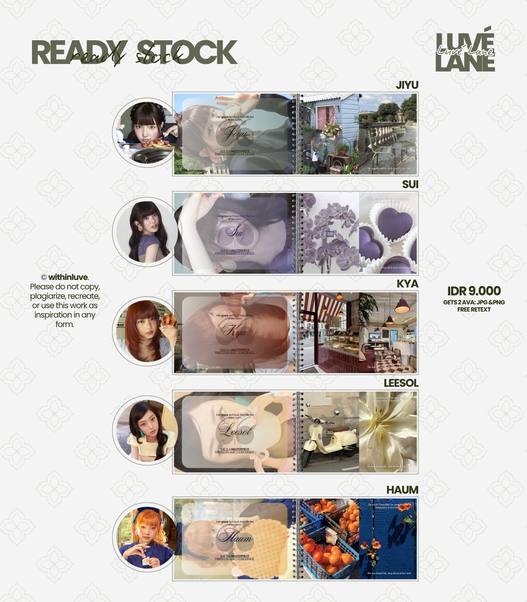 withinluve's tweet photo. ㅤ 
Help repost? Thank you! 🤍 

Ready to be yours — 8 layout featuring KIIKII. Priced at IDR 7.000 &amp; 9.000. Free retext. Gets AVA PNG &amp; JPG.

DM/Tele me if you’re interested. Don’t forget to mention after! <3 #bealanja

Scroll up for the details!
ㅤ https://t.co/k4ZOi5MU91