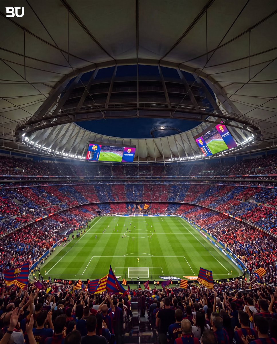 BarcaUniversal's tweet photo. The Camp Nou at night will look absolutely BEAUTIFUL! 🏟️😍 https://t.co/VLVMMV1gNJ