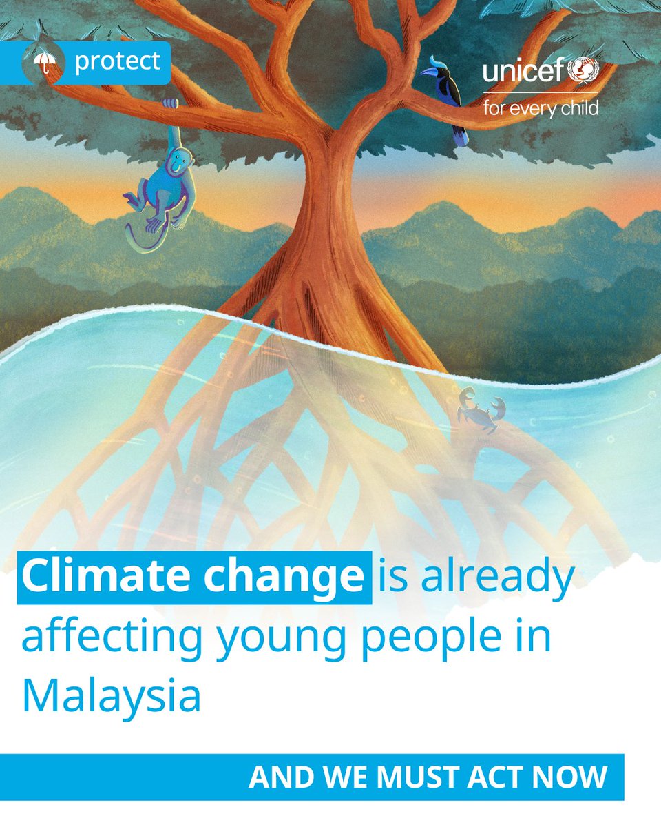 myUNICEF's tweet photo. 💙#JanjiKita is our promise to every child.

Climate change is already affecting young people's lives today. 

They need protection, stronger support systems and a meaningful voice in shaping solutions.

Read more:
🔹https://t.co/dRb40SJZee
🔹https://t.co/jsfD9Nb0SM https://t.co/x29tsWTw5x
