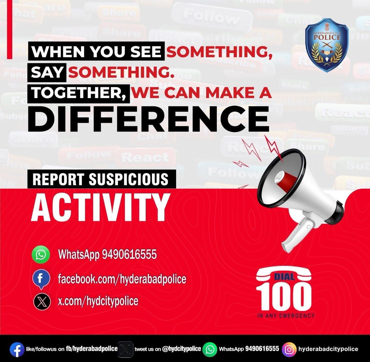 hydcitypolice's tweet photo. We train ourselves to help you at all situations. Your safety and security is our responsibility. Join hands with us. if you observe any suspicious just report to us.

#HyderabadCityPolice #joinhands #communitysafety #vigilancematters https://t.co/77X5BTQ9wA