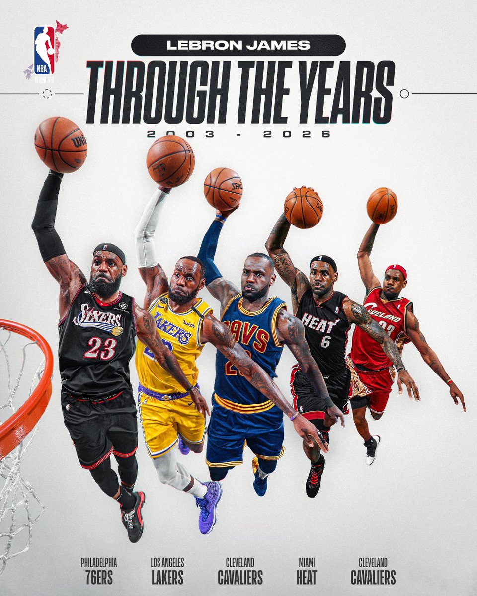 NBAJPN's tweet photo. LeBron James👑
2003-2026🏀

#LeBronJames #76ers #NBAJPN https://t.co/Ie1dy1ZJOQ