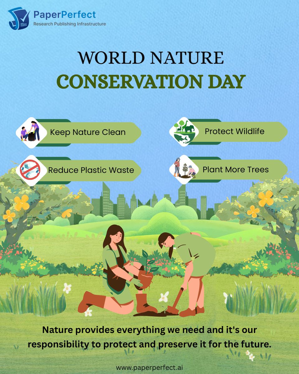 scholarlynexus's tweet photo. Every tree protected, every river restored, and every sustainable choice brings us closer to a healthier planet. 

This #WorldNatureConservationDay, let's turn awareness into action.

#NatureConservation #ClimateAction #GoGreen https://t.co/zxf4jgimKg